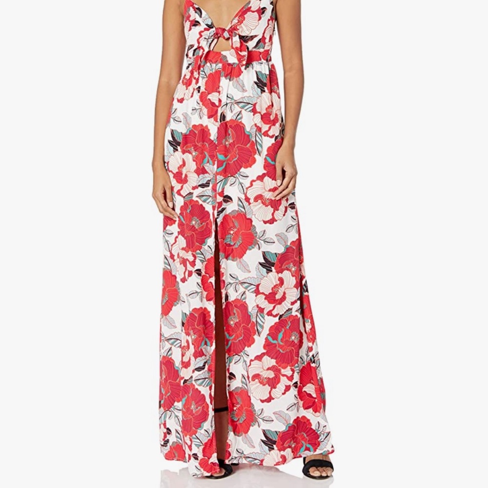 Cupcakes & Cashmere sexy tie front floral maxi with slit (NWOT size:S)